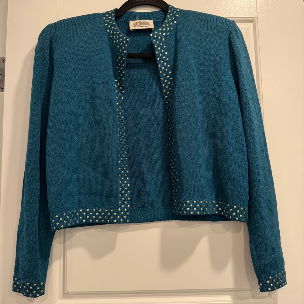 Vintage St John by Marie Gray Embellished Cardigan Shrug Size 4‎ Classy Preppy